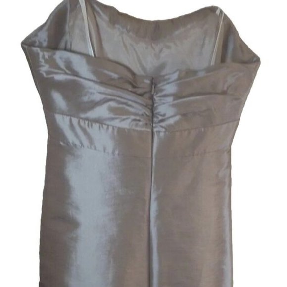 Metallic A-Line Gown Strapless Pleat Midi Bronze Evening  Sweetheart sz 4 - Picture 1 of 9